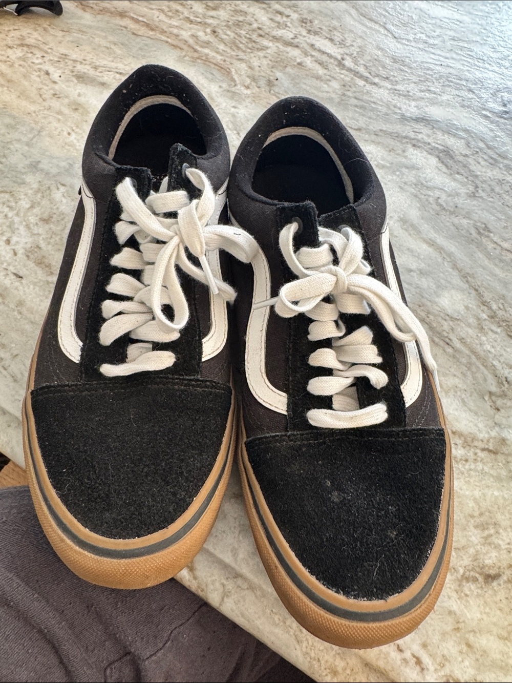 Vans Black & White Old Skool Sneakers with Gum Sole